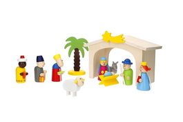Color Baby Belen de Madera con Figuras y Accesorios, 18 cm