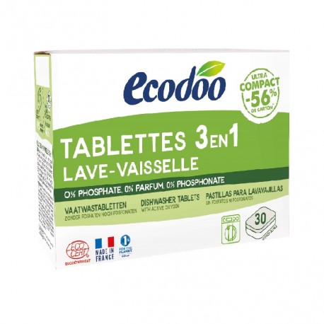 ECODOO Tabletas Lavavajillas 3 en 1 de 30 Unidades