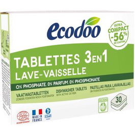 ECODOO Tabletas Lavavajillas para Máquina 3 en 1, Fórmula Ultraconcentrada, 30 Unidades