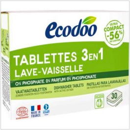 ECODOO Tabletas Lavavajillas para Máquina 3 en 1, Fórmula Ultraconcentrada, 30 Unidades