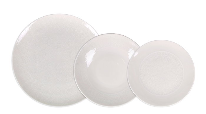 Santa Clara Vajilla 12 Piezas Porcelana Ivory Coruña Decoración Digital Relieve