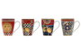 DKD Home Decor Mug Porcelana Sicilia 2024 Rojo Amarillo Limones Apto Microondas Lavavajillas 350ml 8.5x11x12 cm (12 Unidades)