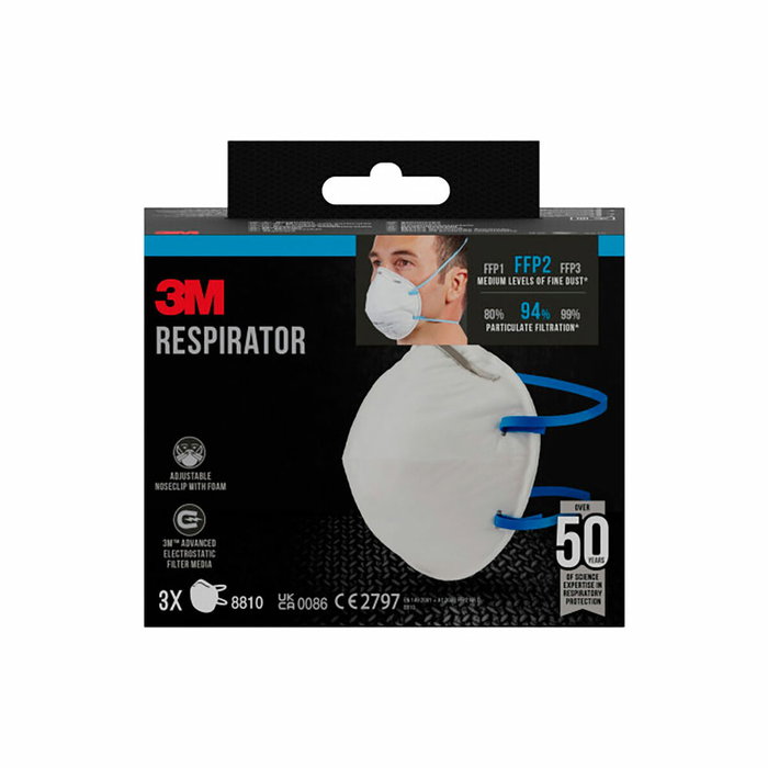3M Mascarilla para partículas 8810 FFP2 sin válvula, 3 uds 3M Mascarilla para partículas 8810 FFP2 sin válvula, 3 uds