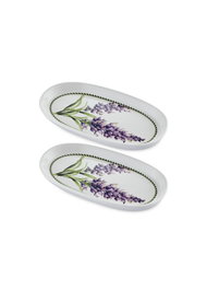 Hermia PRC0010 Juego de 2 Bandejas de Cerámica Lila 26 x 14 x 2 cm
