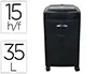 Q-connect Destructora KF15553: 15 Hojas, Corte Partículas 4x30mm, Nivel Seguridad P-4, Papelera 35L, Destruye Grapas, Clips, CDs y Tarjetas