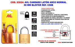AVL Candado de Latón Finstock C50B de 50 mm