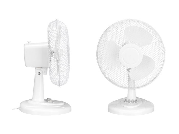 Argon - Ventilador de Mesa 40W Blanco, 33x47x27cm, 3 Velocidades, Oscilación, Giro 75° y Cabezal Inclinable