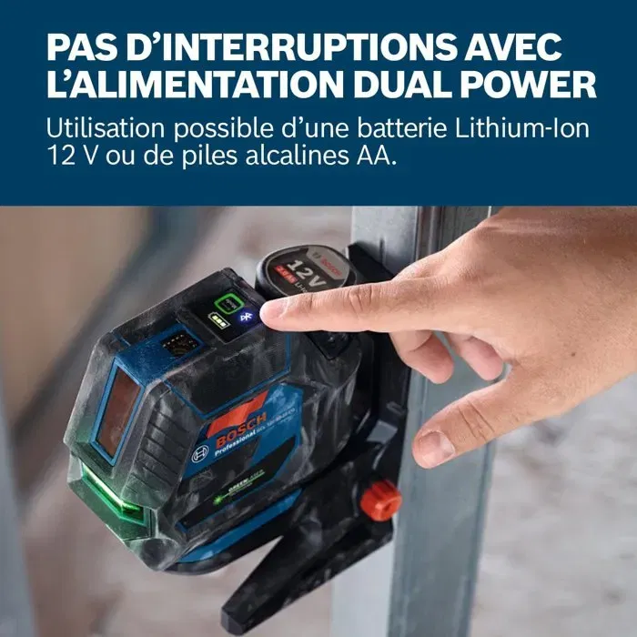 Bosch GCL 12V-50-22 CG Láser combinado (hasta 50 m, doble potencia, soporte RM 20, 4 pilas LR6 (AA), estuche)