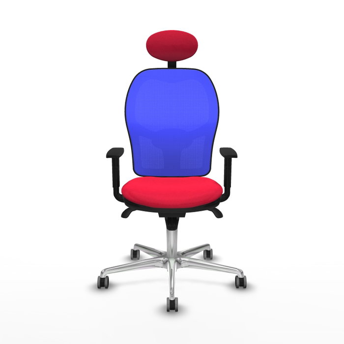 PIQUERAS Y CRESPO Silla de oficina Jorquera con mecanismo Sincro, tela roja y malla azul
