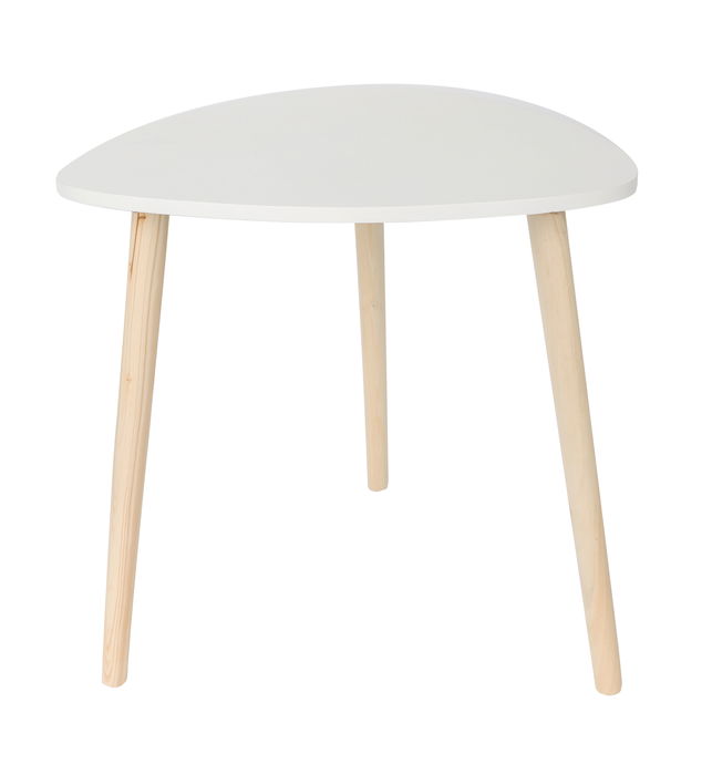 Inde - Mesita Auxiliar de Madera, Color Blanco, Dimensiones 49.5 x 49 x 5.5 cm (6 Unidades)