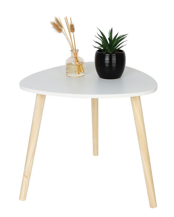 Inde - Mesita Auxiliar de Madera, Color Blanco, Dimensiones 49.5 x 49 x 5.5 cm (6 Unidades)