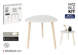 Inde - Mesita Auxiliar de Madera, Color Blanco, Dimensiones 49.5 x 49 x 5.5 cm (6 Unidades)