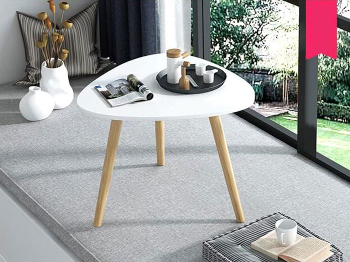 Inde - Mesita Auxiliar de Madera, Color Blanco, Dimensiones 49.5 x 49 x 5.5 cm (6 Unidades)