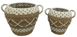 DKD Home Decor Set de 2 Cestas de Seagrass y Yute 45x45x38 Natural y Blanco