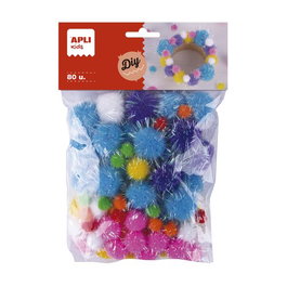 APLI Pom Pom Glitter Surtidos Bolsa de 80 unidades