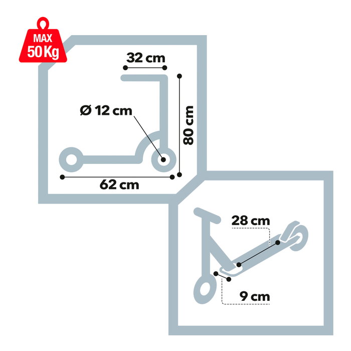 CB Riders Patinete de 2 ruedas rojo plegable