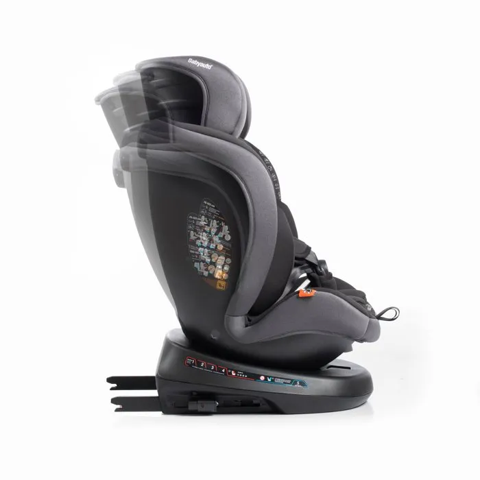 Babyauto Rodia Silla de Coche Grupo 0/1/2/3 (40-150 cm) I-Size Giratoria 360º Reclinable con Reductor Gris Piedra - REF BAB8435593703366