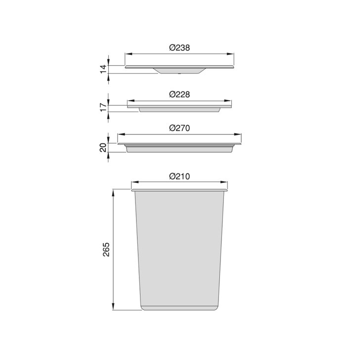 Emuca Cubo de basura empotrable para encimera de cocina Recycle, 1 vaso extraíble de 7 litros, Acero inoxidable y Plástico