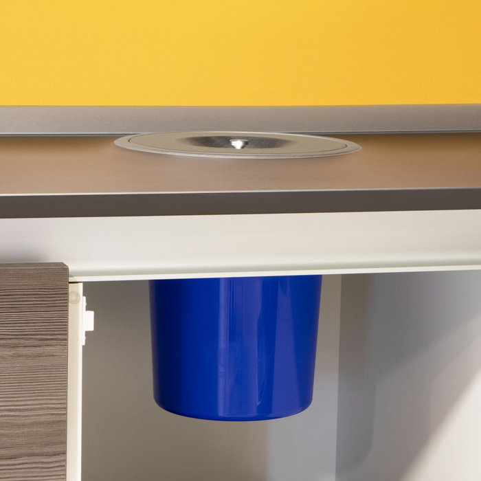 Emuca Cubo de basura empotrable para encimera de cocina Recycle, 1 vaso extraíble de 7 litros, Acero inoxidable y Plástico