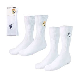Cerdá Pack de 2 Pares de Calcetines Real Madrid, Talla Única 35-38, Color Blanco