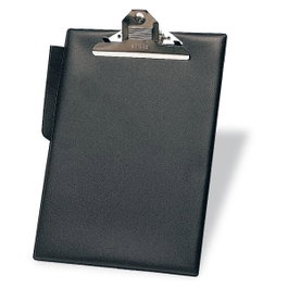 Grafoplas Portapapeles de PVC Negro con Pinza y Portabolígrafos