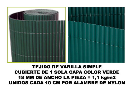 Bambú Cañizo PVC 1 Cara Verde 200x500 cm Bambú Cañizo PVC 1 Cara Verde 200x500 cm