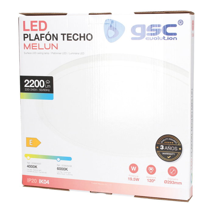 GSC Evolution Plafón techo LED Melun 19,5W 6500K Blanco GSC Evolution Plafón techo LED Melun 19,5W 6500K Blanco