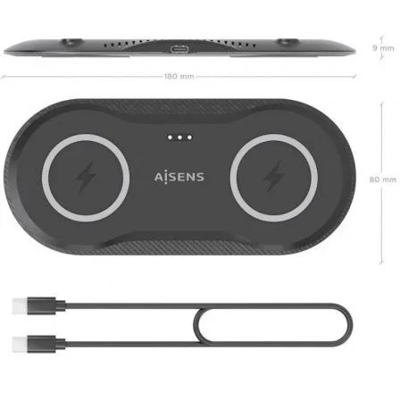 Aisens ASCH-15W2WC060-BK Base de Carga Inalámbrica 15W 2 en 1 para Móvil y Auriculares, Negro Aisens ASCH-15W2WC060-BK Base de Carga Inalámbrica 15W 2 en 1 para Móvil y Auriculares, Negro