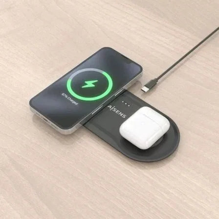 Aisens ASCH-15W2WC060-BK Base de Carga Inalámbrica 15W 2 en 1 para Móvil y Auriculares, Negro Aisens ASCH-15W2WC060-BK Base de Carga Inalámbrica 15W 2 en 1 para Móvil y Auriculares, Negro