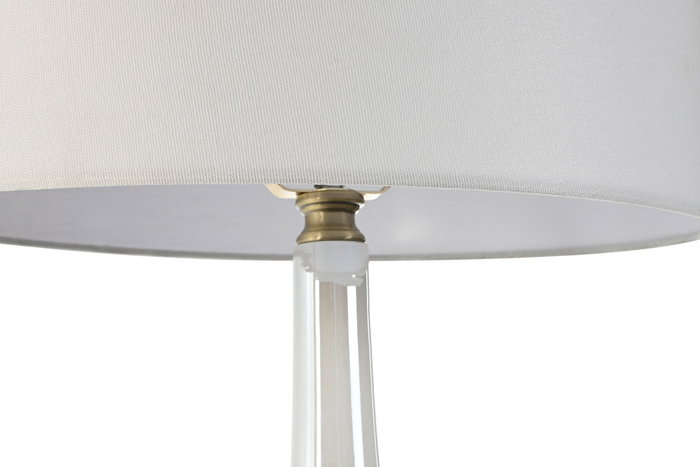 DKD Home Decor Lámpara de Sobremesa Cristal y Lino Bicolor Azul
