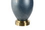 DKD Home Decor Lámpara de Sobremesa Cristal y Lino Bicolor Azul