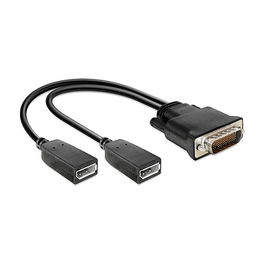 DeLOCK 65354 Adaptador DMS-59 Macho a 2 DisplayPort Hembra, Cable 0.25m, Color Negro