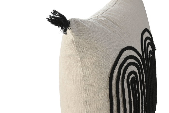 DKD Home Decor Cushions ch1c25 Cojin Beige Negro Algodon Poliester 8 x 45 x 45 cm (2 Unidades)
