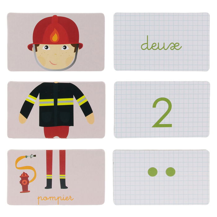 Jeux 2 momes Tarjetas Educativas para Aprender Números y Oficios - Juego de Asociación para Preescolar