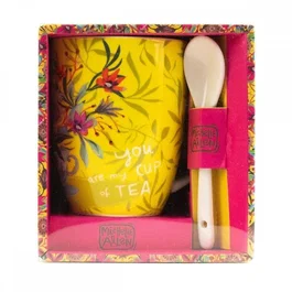 Enesco Taza con Cuchara 'You Are My Cup of Tea' - Taza de Cerámica Decorativa con Cuchara Blanca Incluida en Caja de Regalo