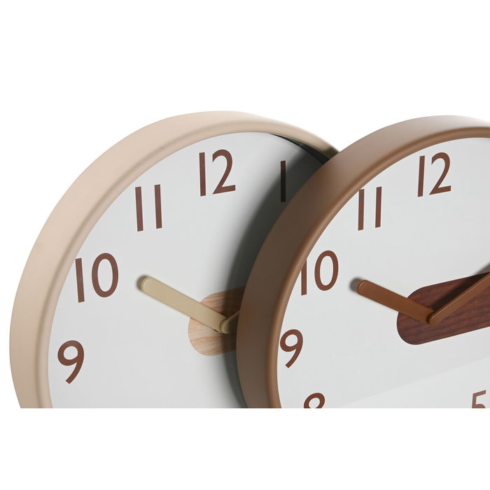DKD Home Decor Reloj de Pared PVC Simil Madera Surtido de 2 Unidades