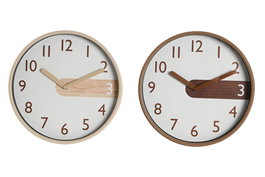 DKD Home Decor Reloj de Pared Scandi Natural Marron 4.7 x 30 x 30 cm (2 Unidades)