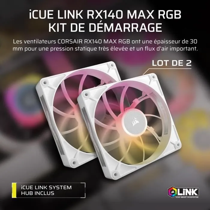 Corsair CO-9051040-WW iCUE LINK RX140 RGB Max White Ventilador Doble