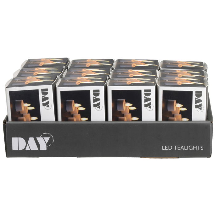Day Juego de 4 Velas LED con Temporizador, Luz Blanca Cálida (2250K), Pilas CR2032 Incluidas