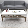 Hanah Home Valensiya 140 Conjunto Muebles Salón Nogal y Blanco Soporte TV 140cm Estantería Mesa Centro 105cm