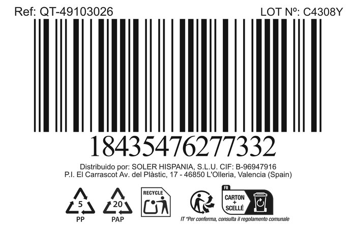 Inde Cacerola 26 cm (8L) Acero Inoxidable con Tapa "Hermes" Qt 37x28x16.5cm (4 Unidades)
