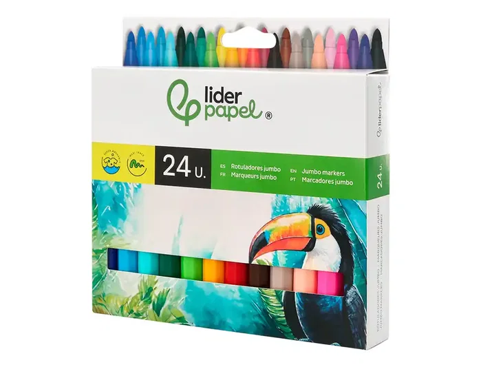 Liderpapel Rotulador Jumbo Colores Surtidos Caja de 24 Unidades