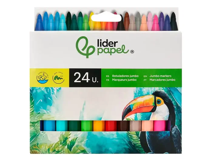 Liderpapel Rotulador Jumbo Colores Surtidos Caja de 24 Unidades