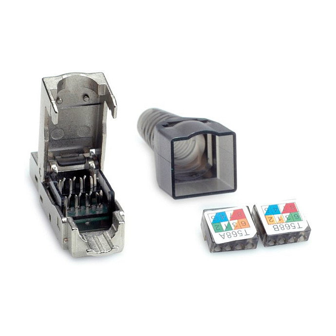 Conector RJ-45 Cat.6a STP Plata 26.99.0373 Conector RJ-45 Cat.6a STP Plata 26.99.0373