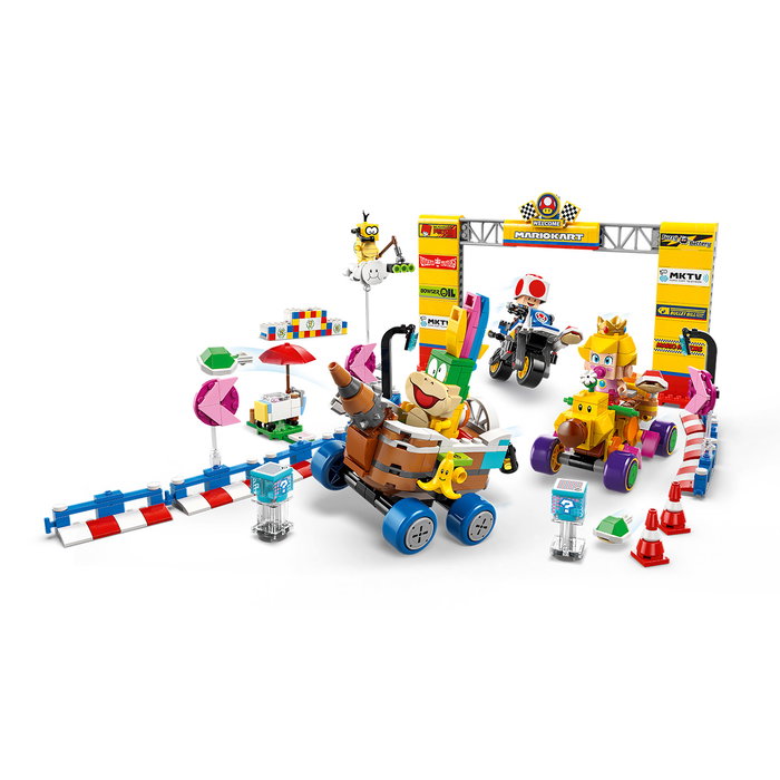 LEGO Super Mario 72036 Mario Kart: Bebé Peach y Grand Prix - Set de Construcción de Circuito con Floruquad, Autonave y Figuras