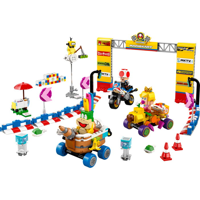 LEGO Super Mario 72036 Mario Kart: Bebé Peach y Grand Prix - Set de Construcción de Circuito con Floruquad, Autonave y Figuras
