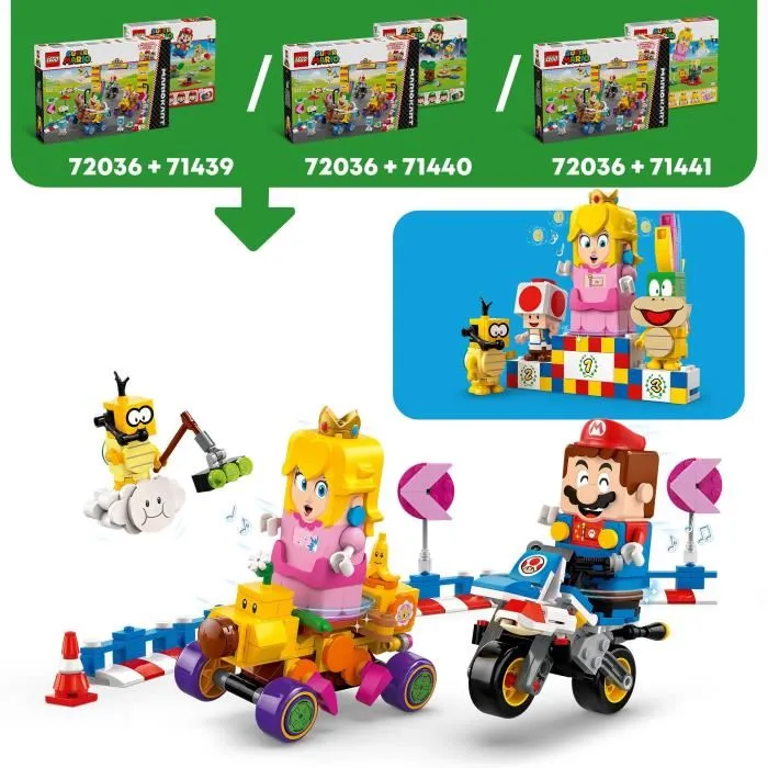 Lego Super Mario 72036 Mario Kart Set Baby Peach y Gran Premio Moto de Juguete