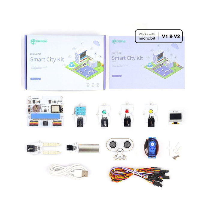 Micro:bit Kit de Sensores Inteligentes para Ciudad Inteligente, Proyectos STEM con WiFi IoT:bit, DHT11, OLED, Servo, Sin Placa micro:bit Micro:bit Kit de Sensores Inteligentes para Ciudad Inteligente, Proyectos STEM con WiFi IoT:bit, DHT11, OLED, Servo, Sin Placa micro:bit