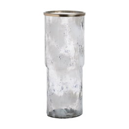 Ixia Jarrón de Decoración Metal-Cristal 19,50 x 19,50 x 51 cm
