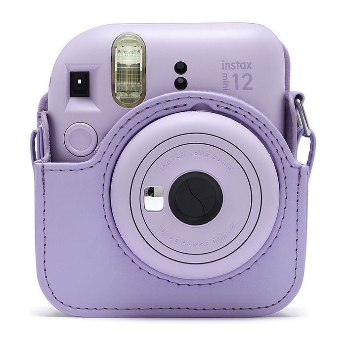 FUJIFILM Instax Mini 12 Carcasa Compacta con Tirante, Color Lila Púrpura, Resistente al Polvo y Rayones